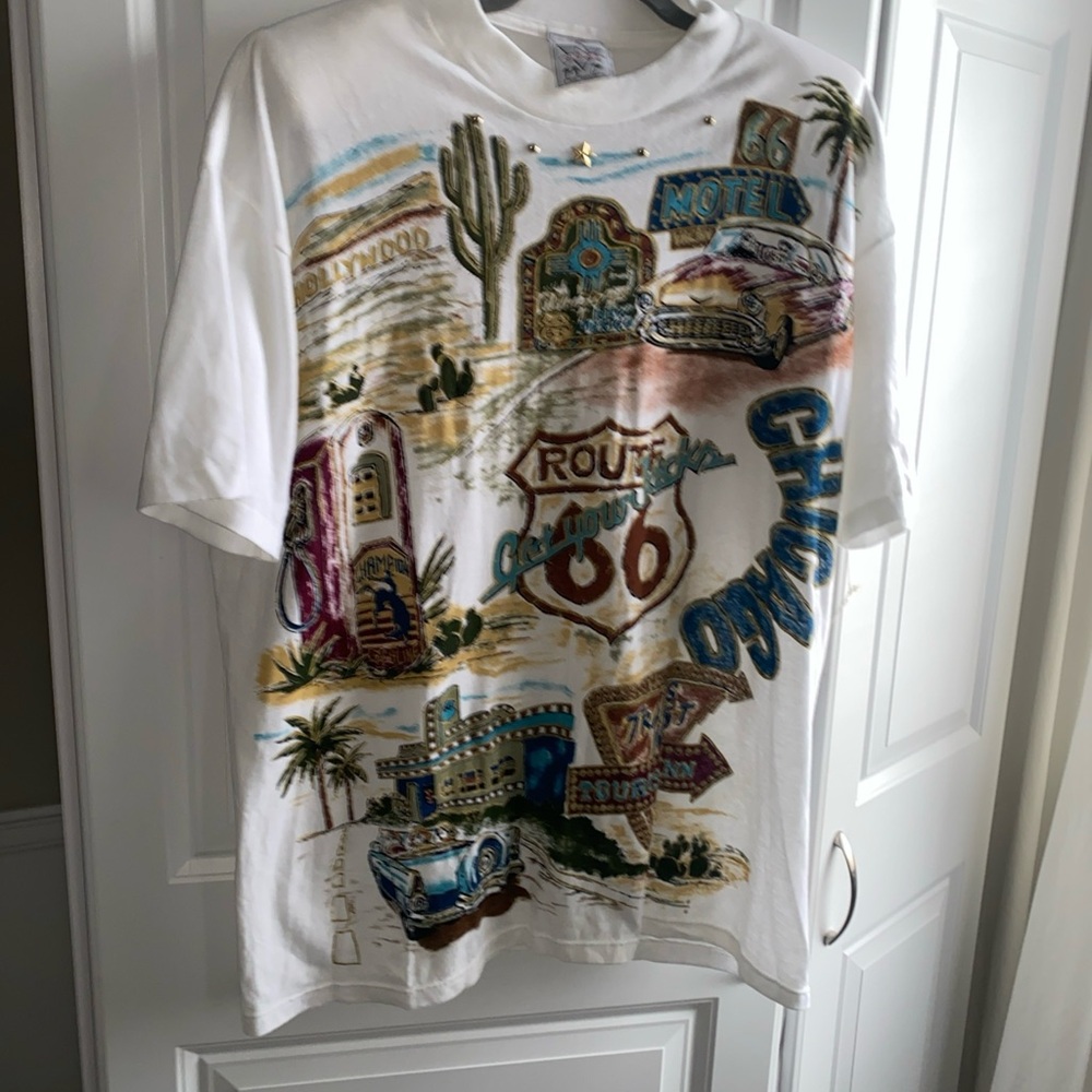 Vintage 90s KWBL Los Angeles Chicago Women’s T-Shirt Route 66  One Size OSFM NWT